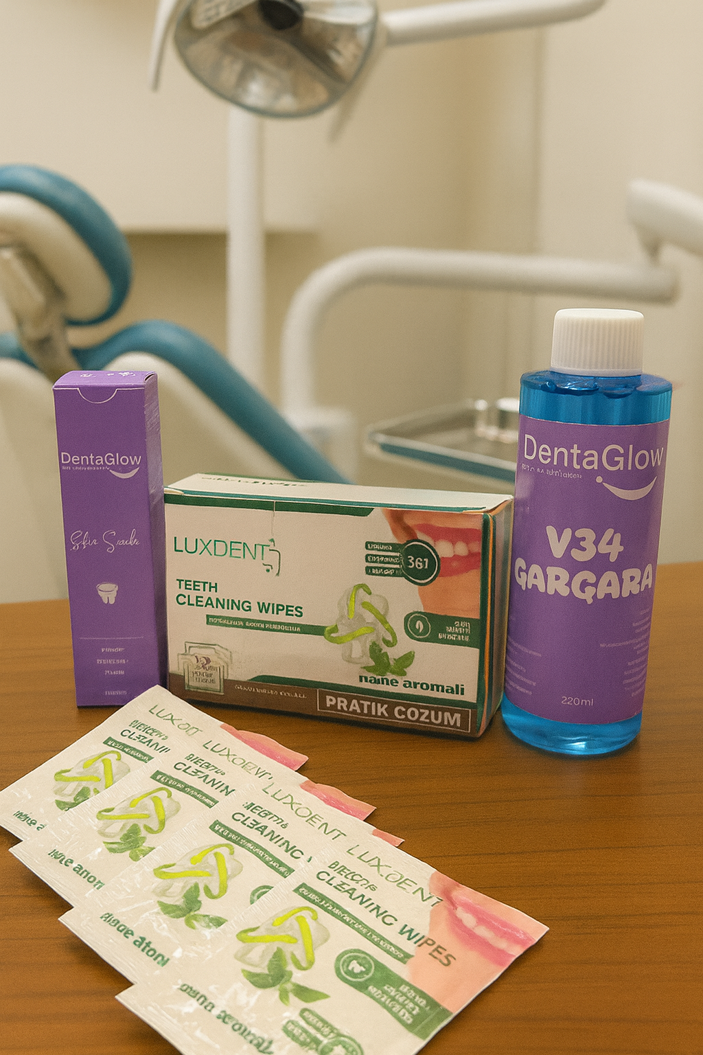 3lü Set TAM KORUMA Gargara+Anında Diş Macunu+Diş Mendili