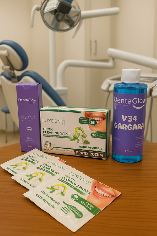 3lü Set TAM KORUMA Gargara+Anında Diş Macunu+Diş Mendili