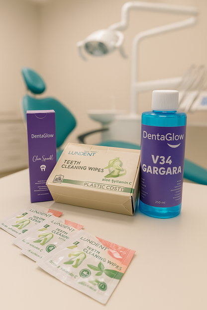 3lü Set TAM KORUMA Gargara+Anında Diş Macunu+Diş Mendili